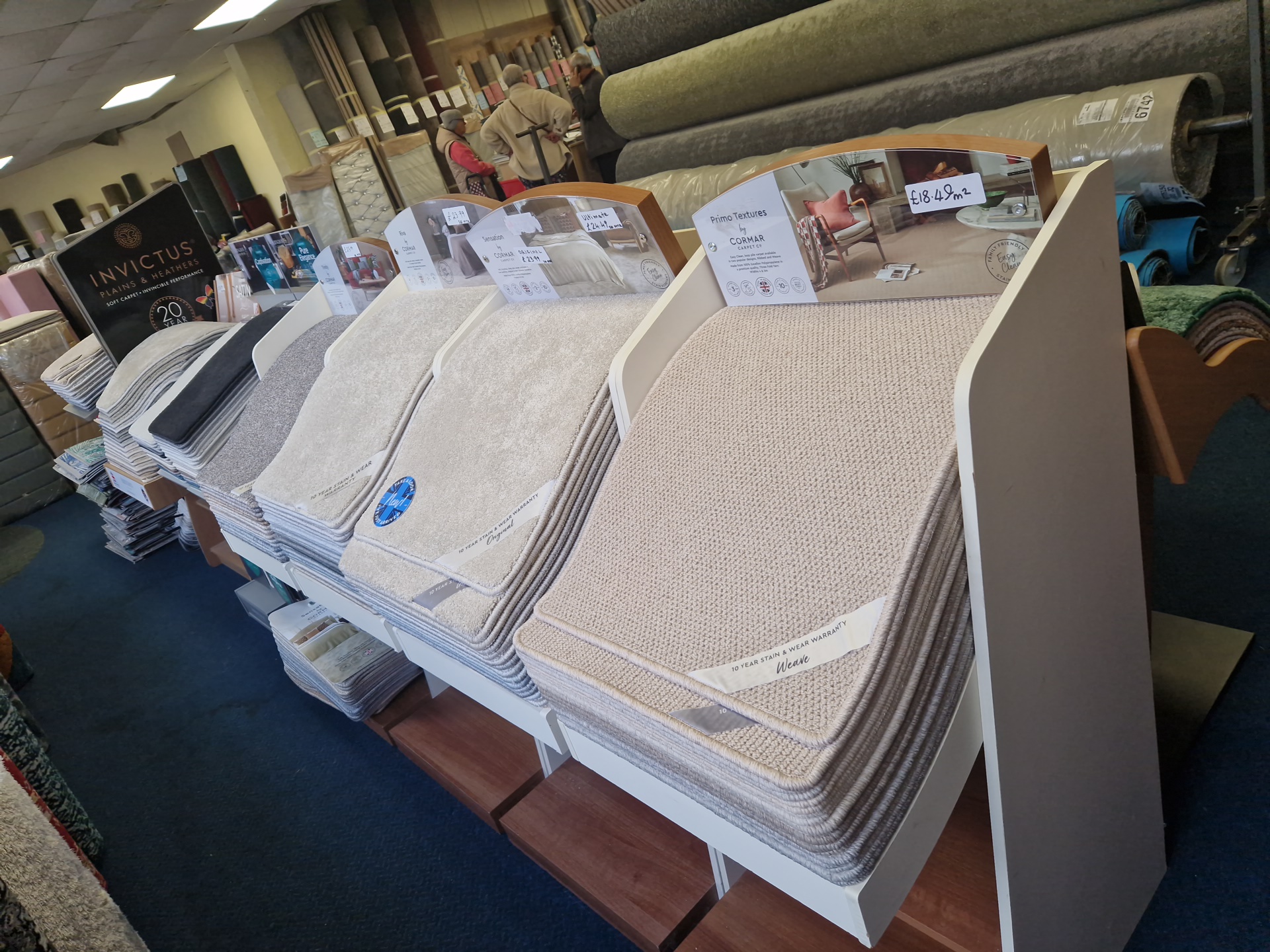 Carpet sample stands in the shop
